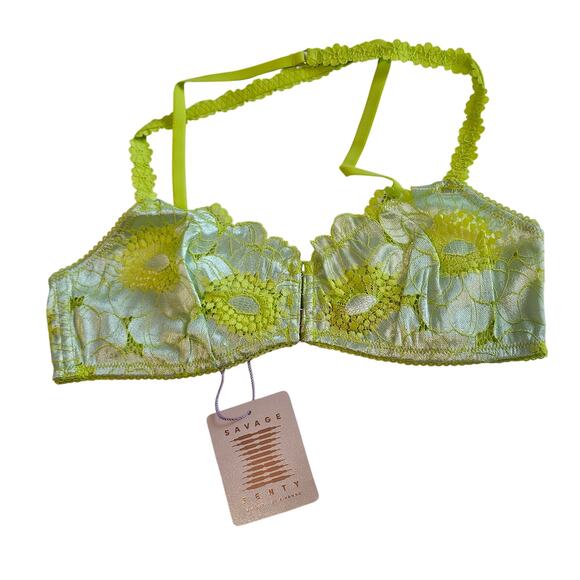 Savage X Fenty Perfect Poppy Lace Bralette Seashell Blue Women's Size Medium - Picture 2 of 7